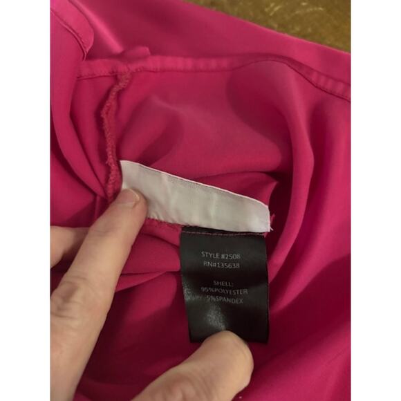 Hutch Blouse Medium Tie Waist Hot Pink Bell Sleeve Silky Button Front - Picture 5 of 9